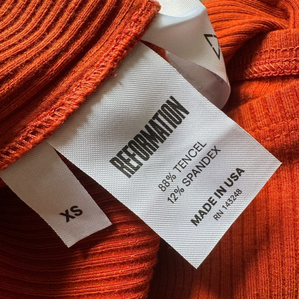 Reformation Moss Terracotta Skirt crop top Set XS - Picture 5 of 14